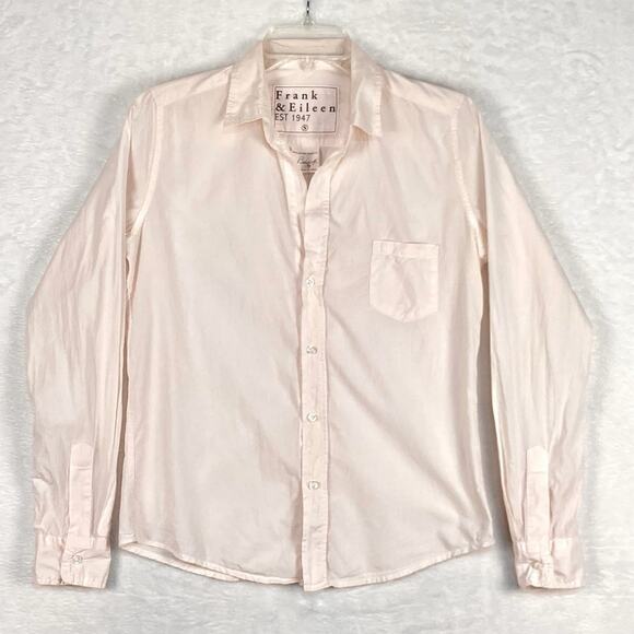 Frank & Eileen Womens S Preppy Pink Barry Tailored Button Up Shirt Top Coastal - Picture 2 of 9